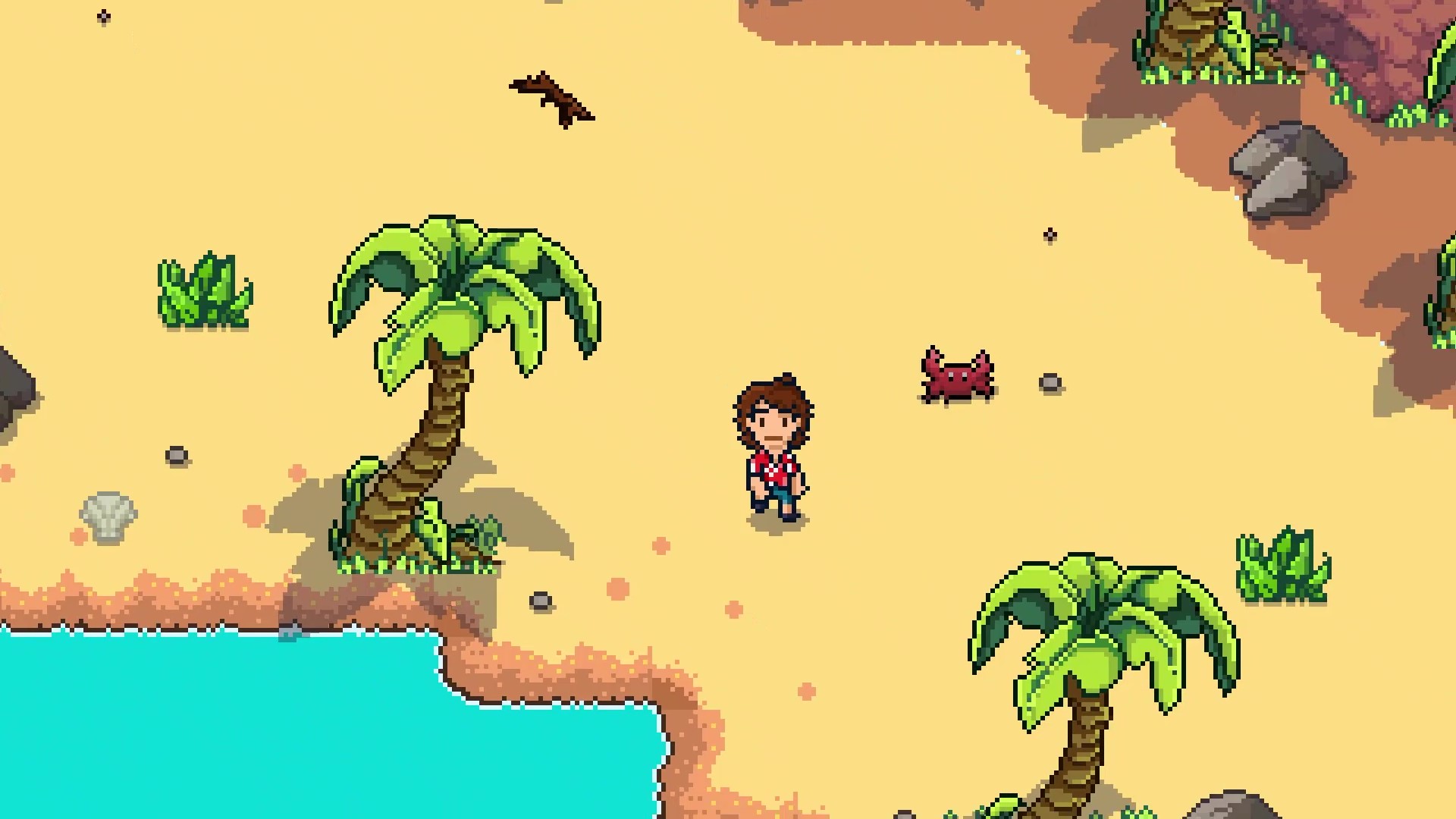 Main character walking on the beach